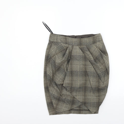 Dorothy Perkins Womens Grey Check  A-Line Skirt Size 6