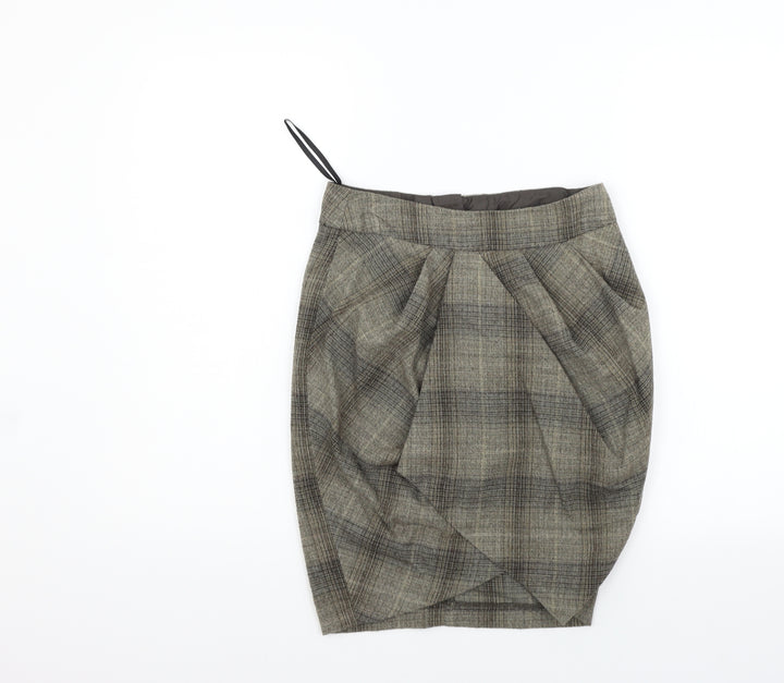 Dorothy Perkins Womens Grey Check  A-Line Skirt Size 6