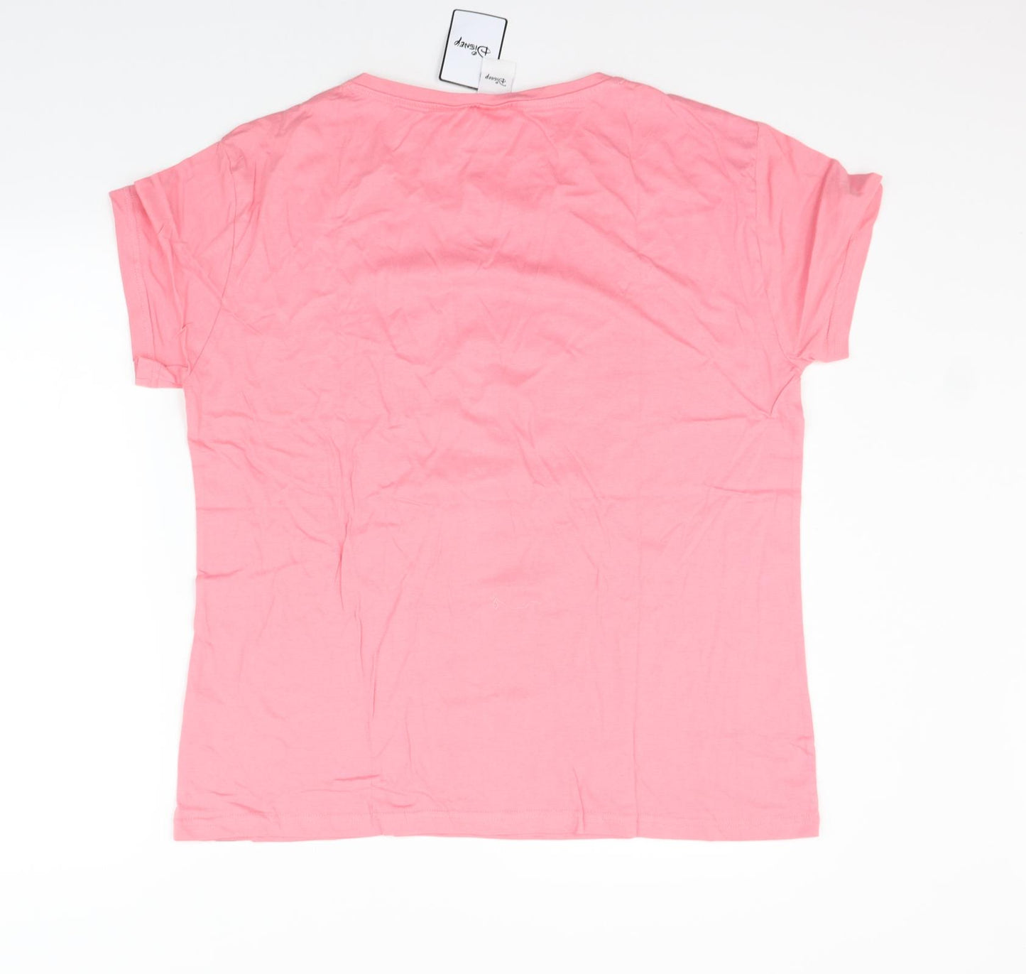 Disney Womens Pink Houndstooth  Basic T-Shirt Size L