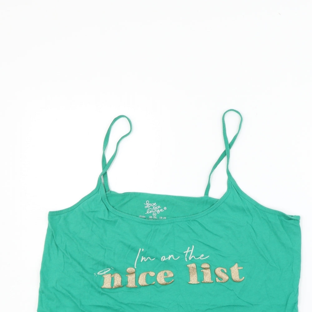 Love to Lounge Womens Green Solid  Top Pyjama Top Size XL