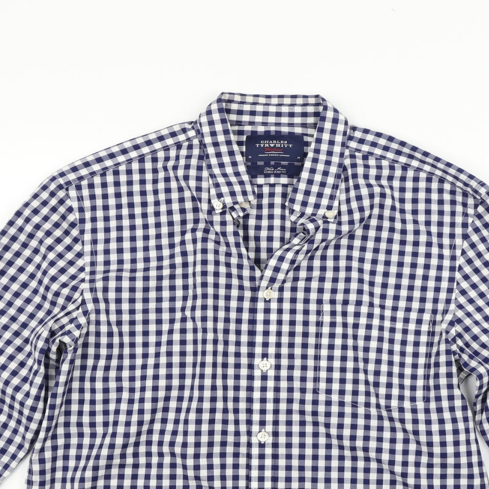 Charles Tyrwhitt Mens Blue Check   Button-Up Size M