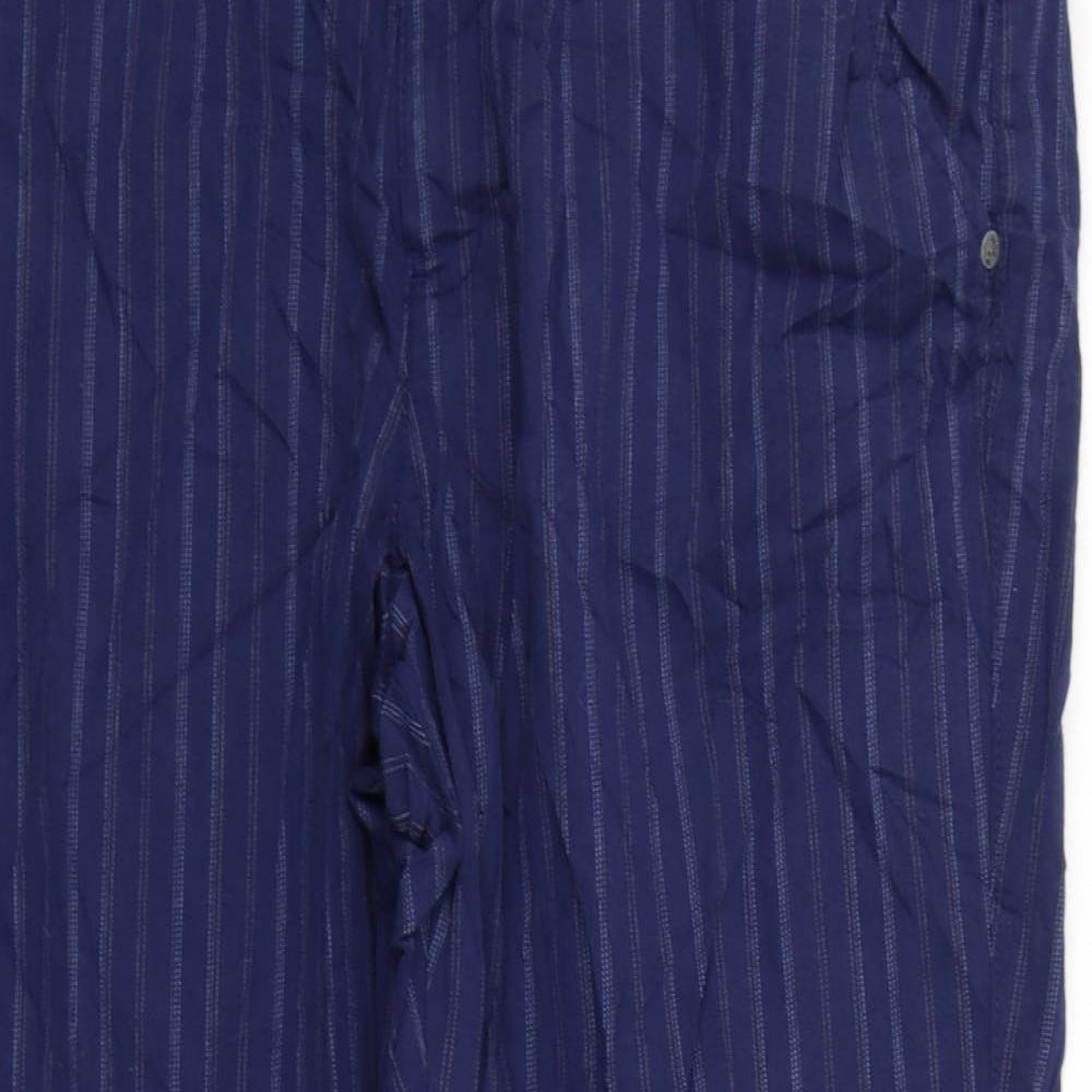 Marks and Spencer Womens Blue Striped  Trousers  Size 18 L29 in