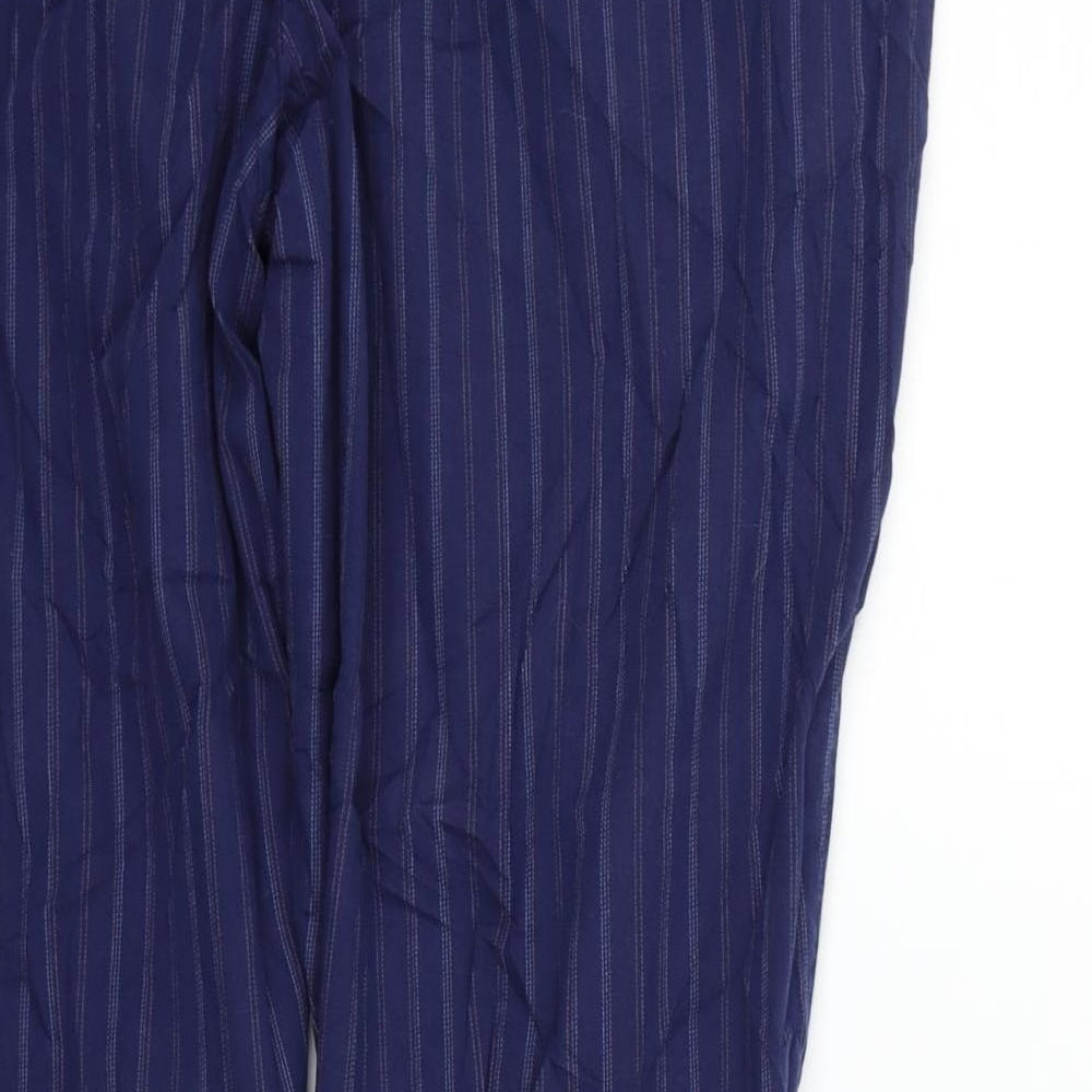 Marks and Spencer Womens Blue Striped  Trousers  Size 18 L29 in