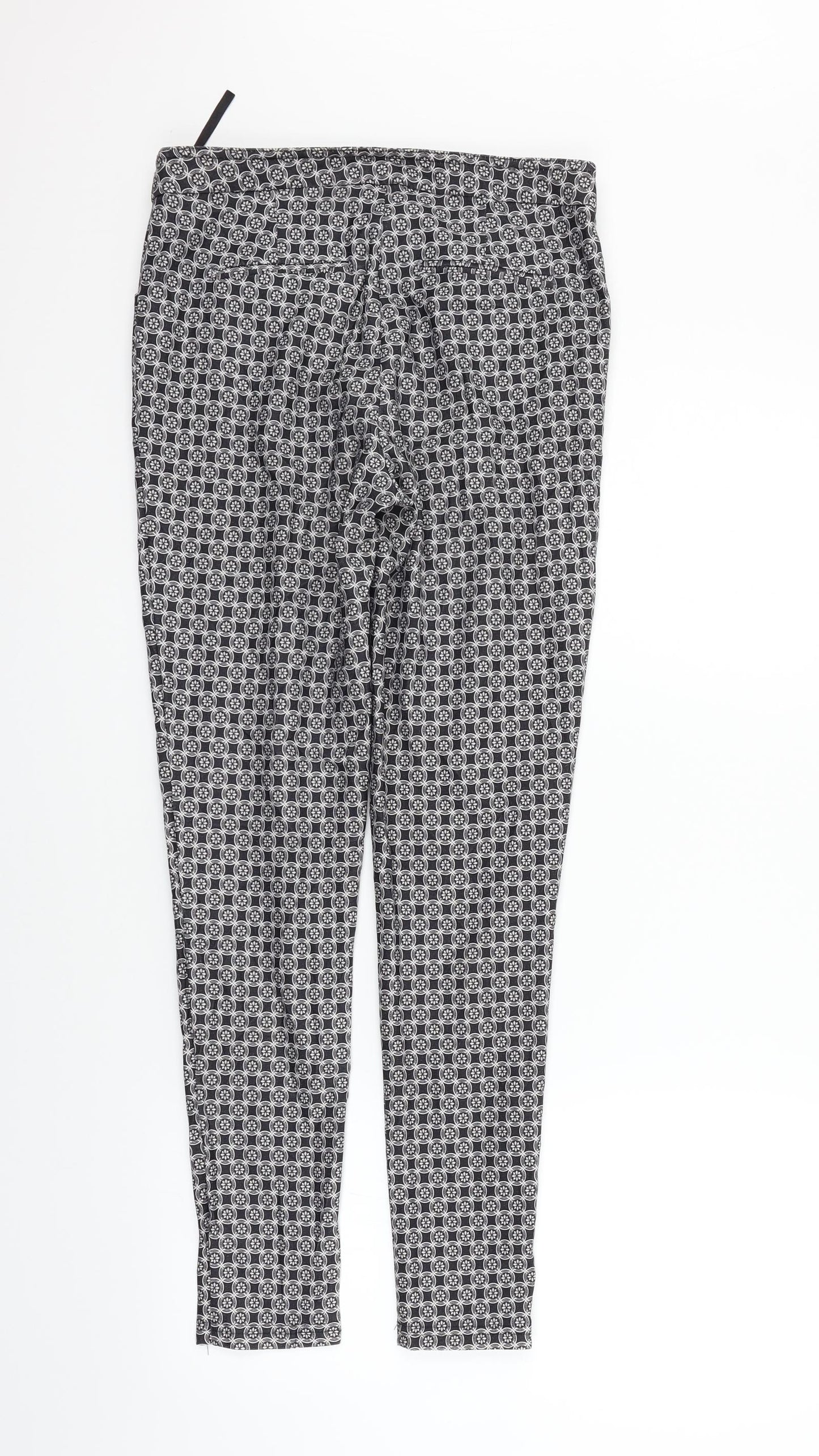 New Look Womens Grey Geometric  Trousers  Size 8 L28 in