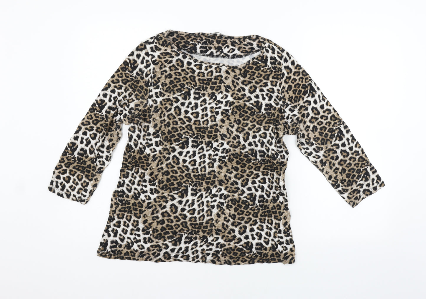 Marks and Spencer Womens Beige Animal Print  Basic T-Shirt Size 16