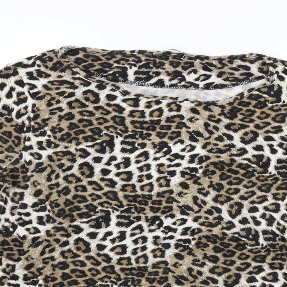 Marks and Spencer Womens Beige Animal Print  Basic T-Shirt Size 16