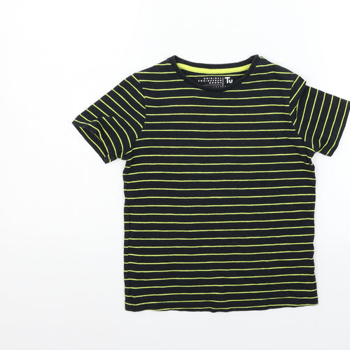 TU Boys Black Striped  Basic T-Shirt Size 7 Years