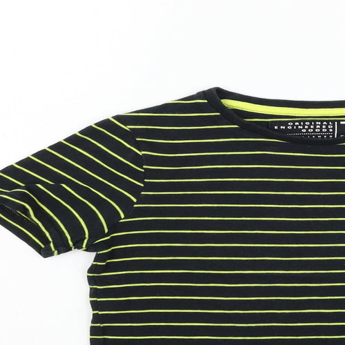 TU Boys Black Striped  Basic T-Shirt Size 7 Years