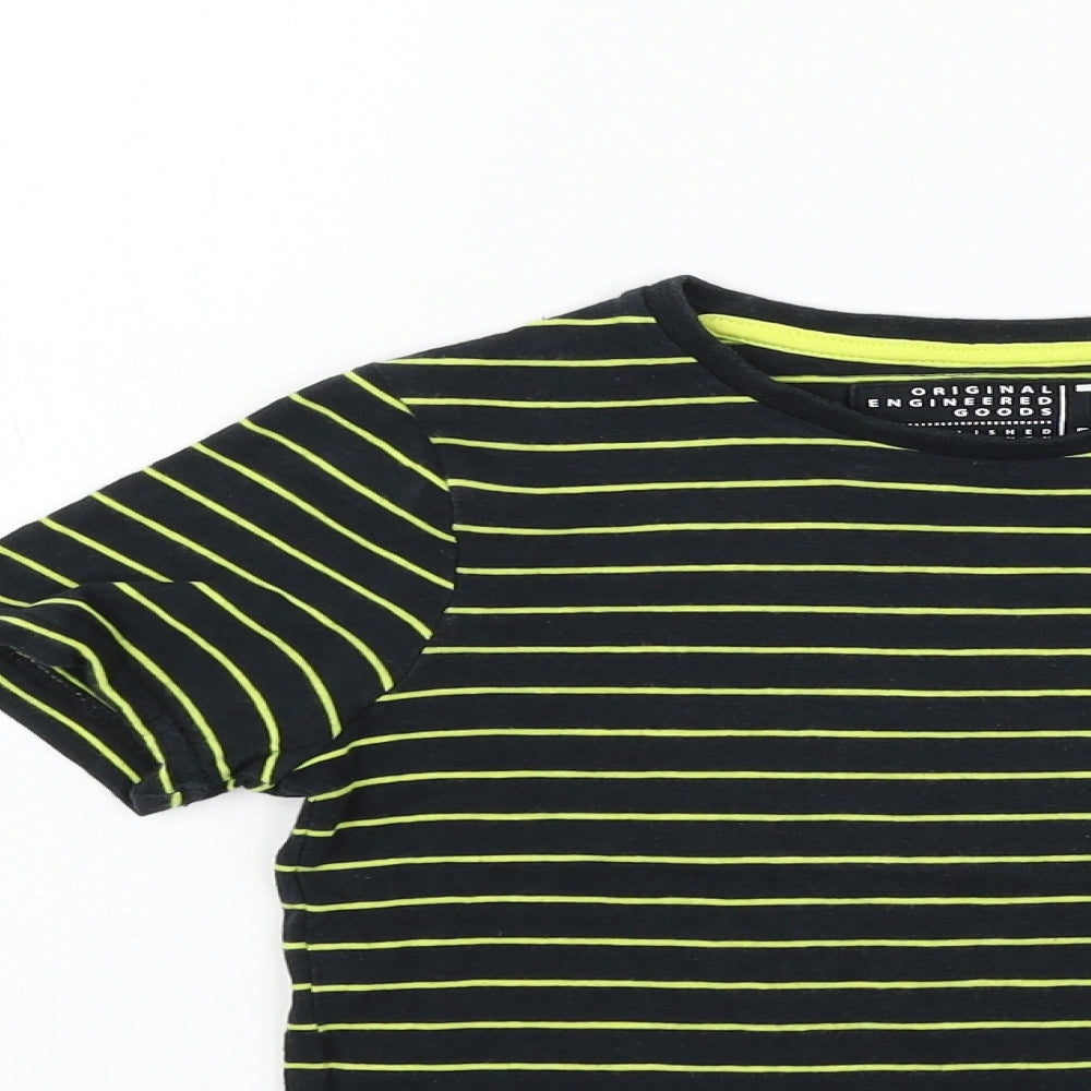 TU Boys Black Striped  Basic T-Shirt Size 7 Years
