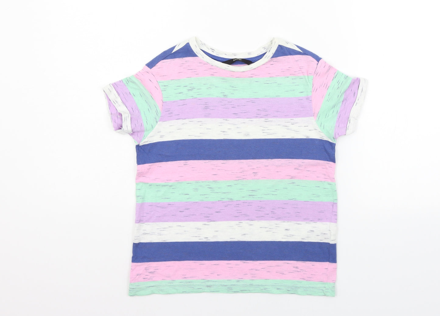 George Girls Multicoloured Striped  Basic T-Shirt Size 6-7 Years