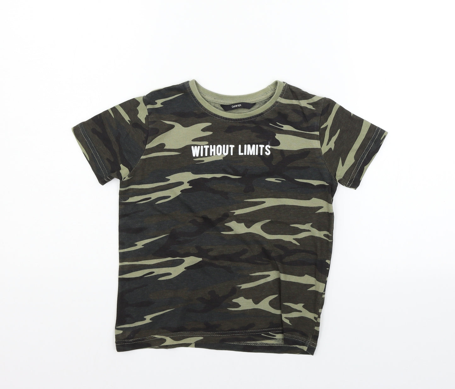 George Boys Green Geometric  Basic T-Shirt Size 5-6 Years