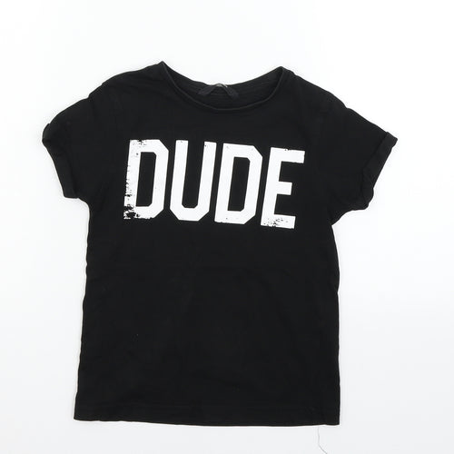 George Girls Black   Basic T-Shirt Size 6-7 Years