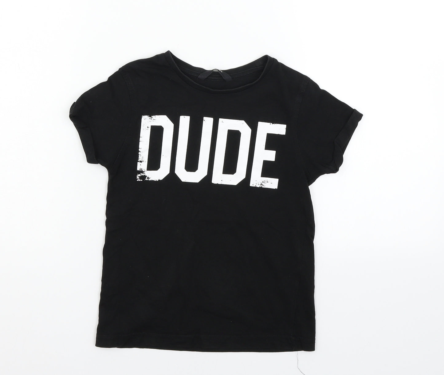 George Girls Black   Basic T-Shirt Size 6-7 Years