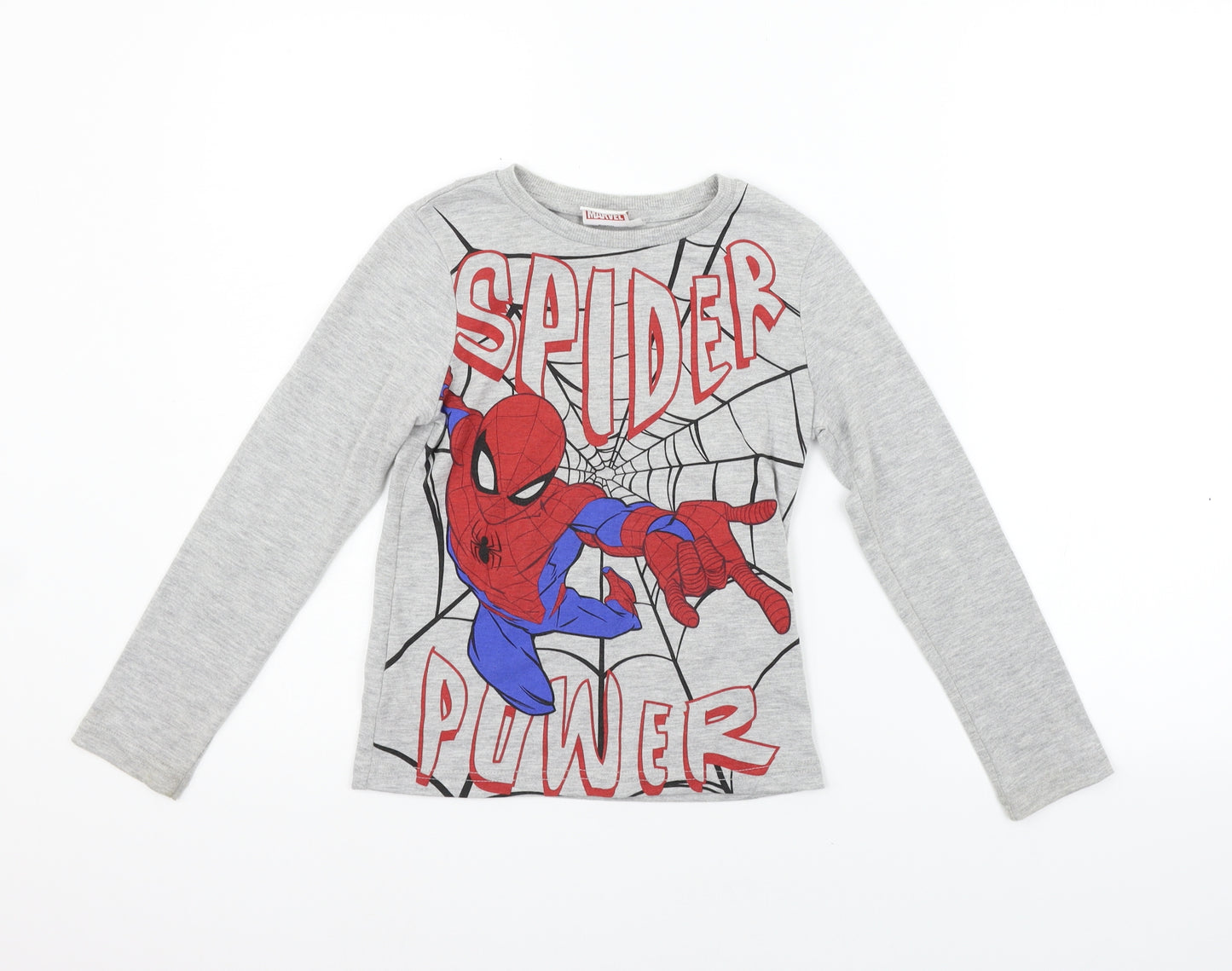 Marvel Girls Grey   Basic T-Shirt Size 7-8 Years  - SPIDERMAN