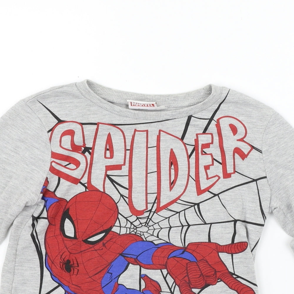 Marvel Girls Grey   Basic T-Shirt Size 7-8 Years  - SPIDERMAN