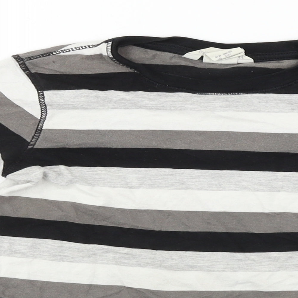 H&M  Boys Black Striped  Basic T-Shirt Size 2-3 Years