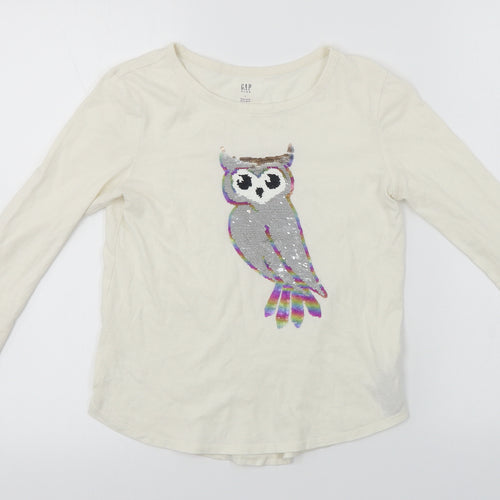 Gap  Girls White   Basic T-Shirt Size L  - Sequin detail