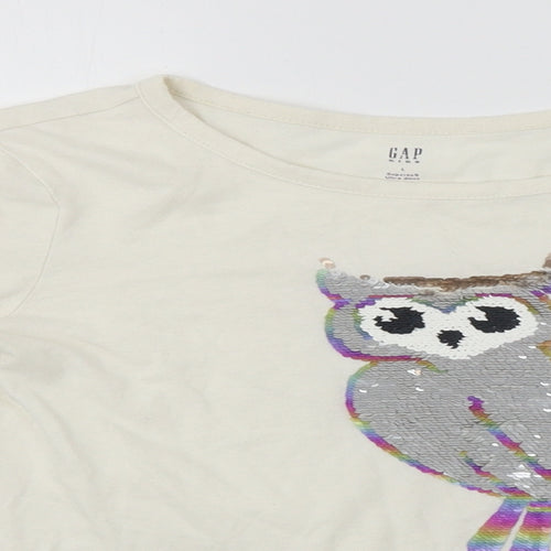Gap  Girls White   Basic T-Shirt Size L  - Sequin detail