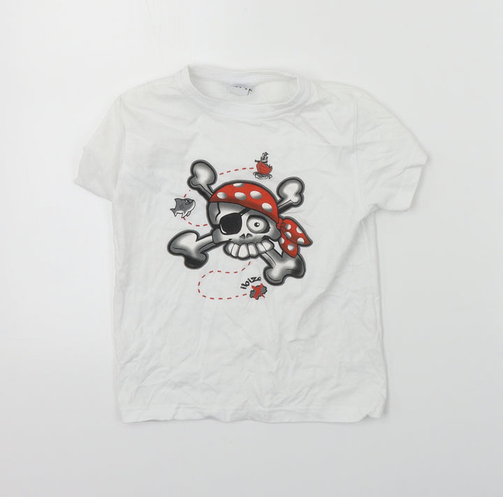 Planet 2000  Boys White   Basic T-Shirt Size 6 Years