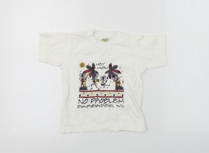 river bay kids  Boys White   Basic T-Shirt Size 4 Years