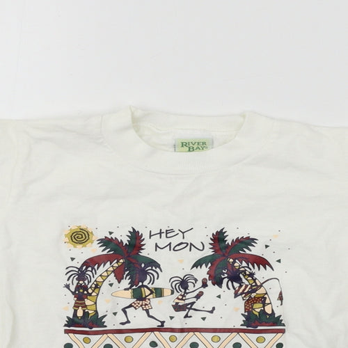 river bay kids  Boys White   Basic T-Shirt Size 4 Years