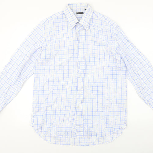 Linea  Mens Blue Check   Button-Up Size 16