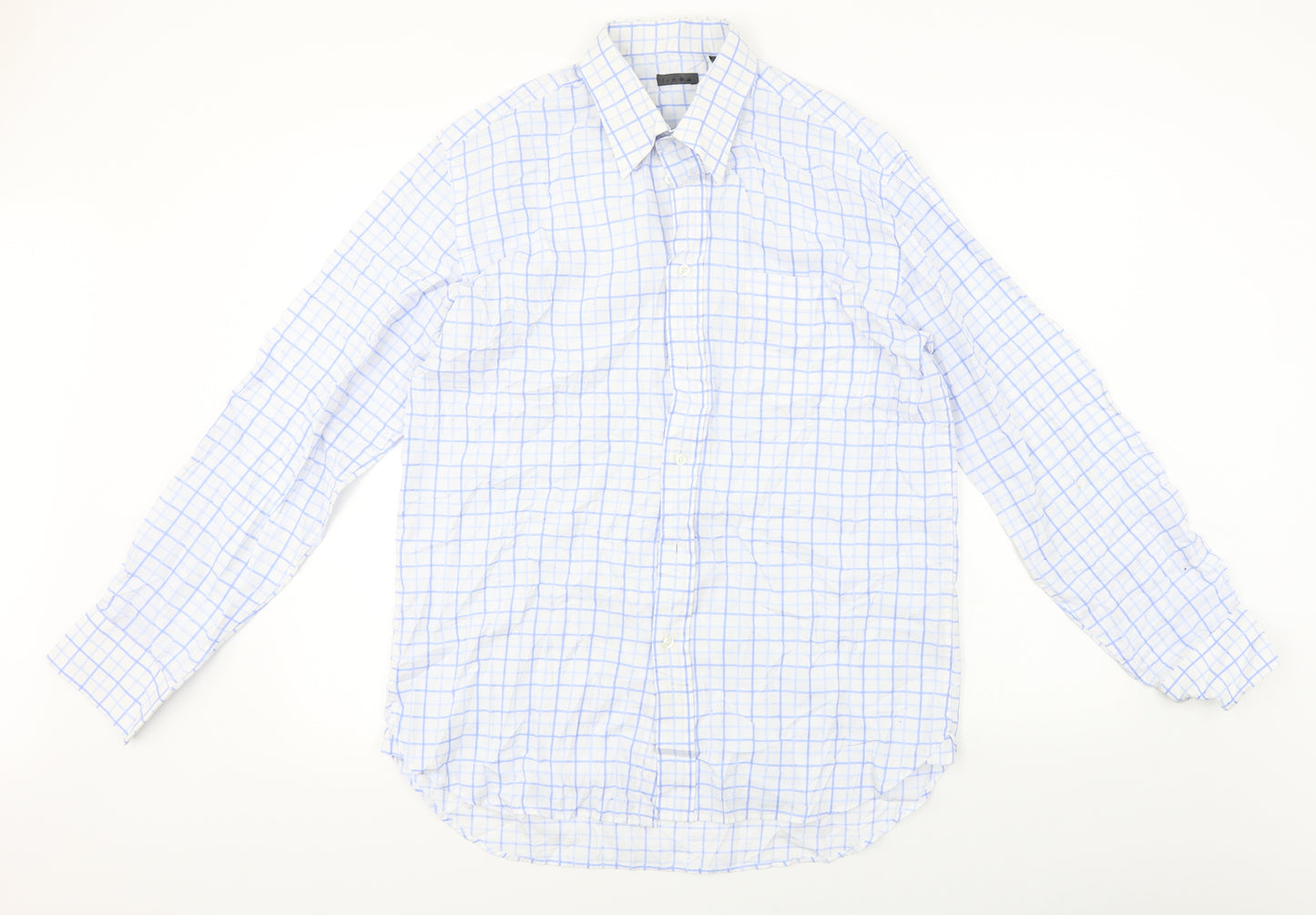 Linea  Mens Blue Check   Button-Up Size 16