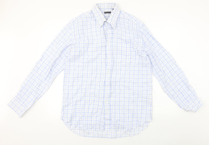 Linea  Mens Blue Check   Button-Up Size 16