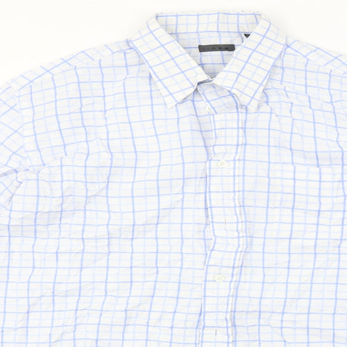 Linea  Mens Blue Check   Button-Up Size 16