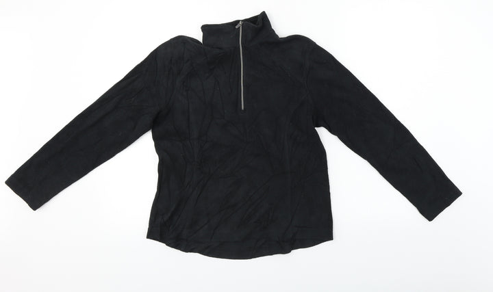 Lands' End Womens Black Henley Jumper Size XS