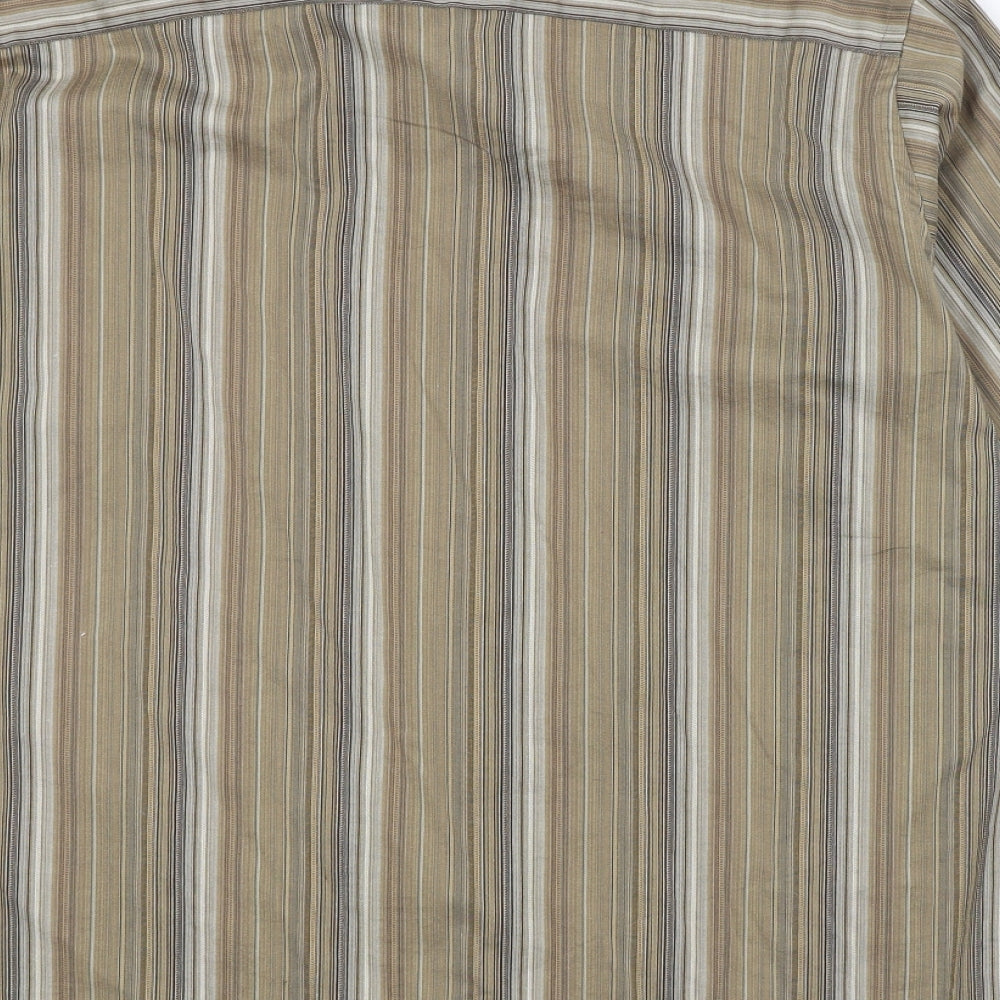 Lakeland Mens Brown Striped   Button-Up Size L