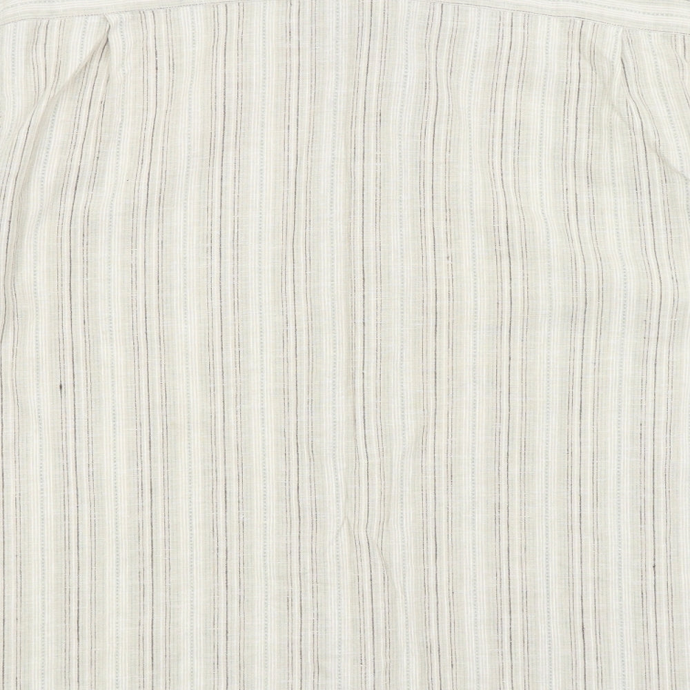 TU Mens Beige Striped   Button-Up Size M