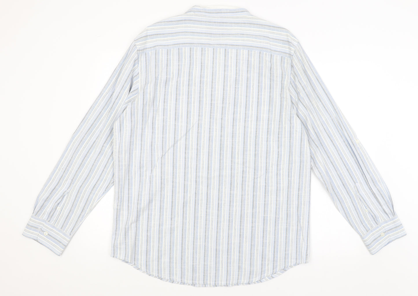 Cherokee Mens Blue Striped   Button-Up Size L