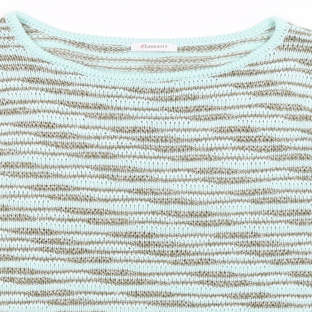 Damart Womens Blue Striped  Pullover Jumper Size 14