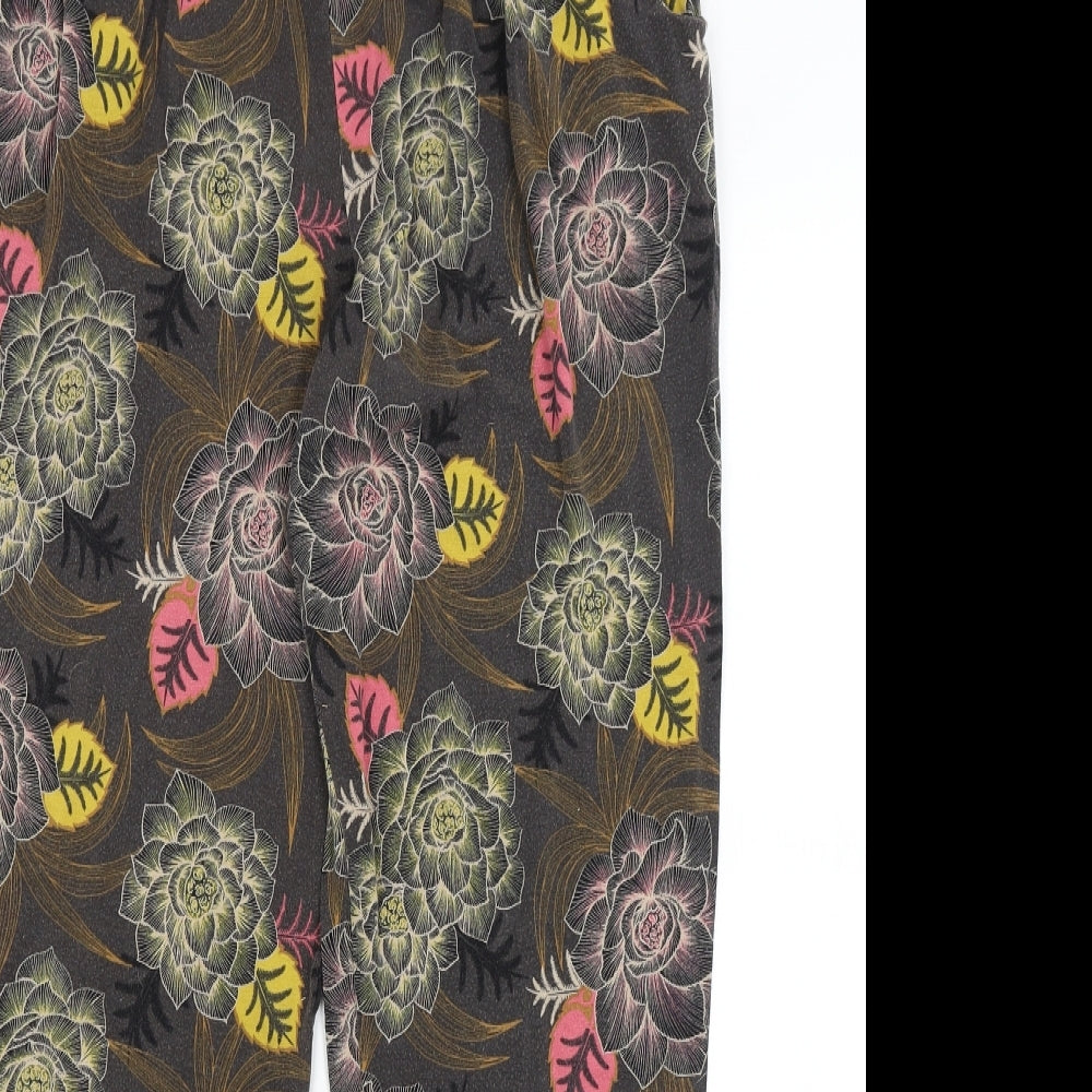 NEXT Womens Grey Floral  Trousers  Size 12 L28 in