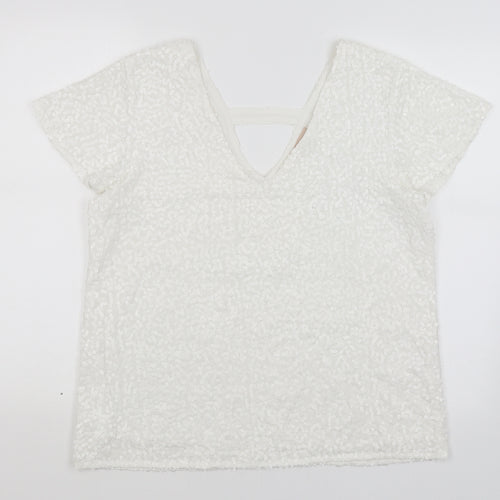 Amichi Collection Womens White   Basic T-Shirt Size L