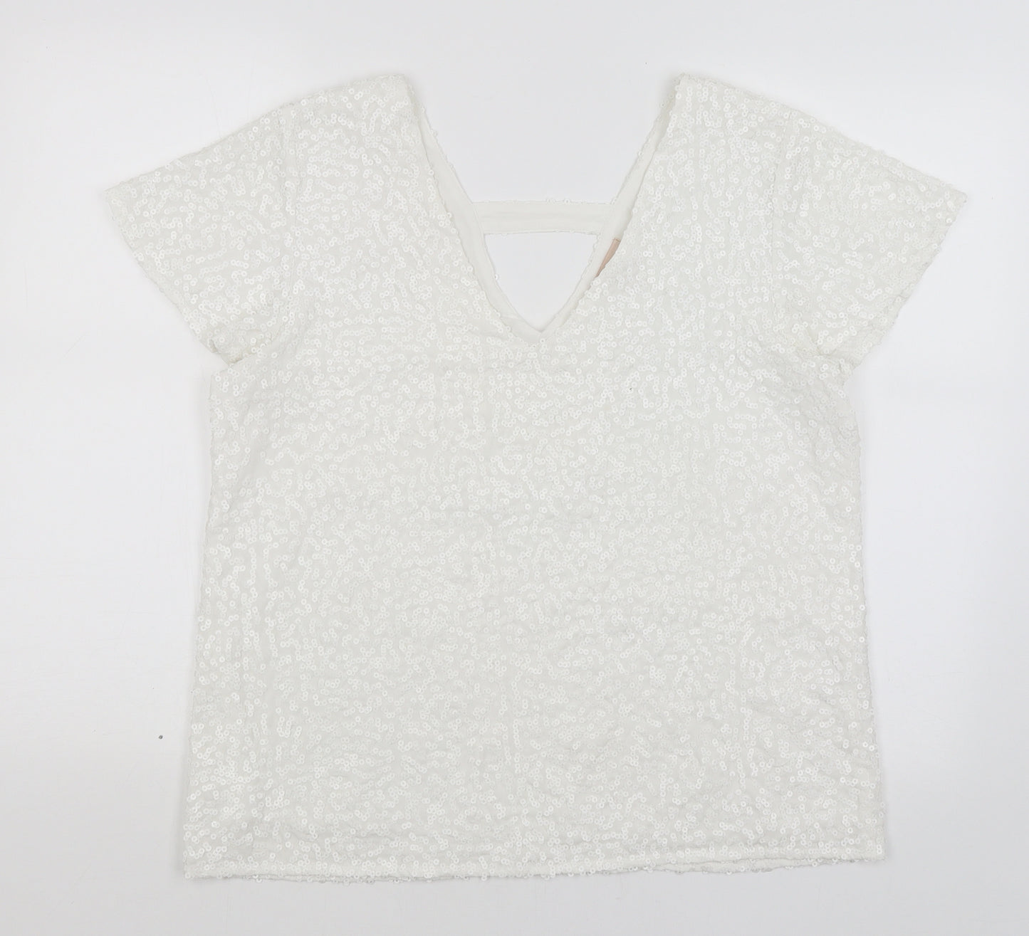 Amichi Collection Womens White   Basic T-Shirt Size L