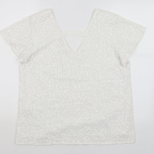 Amichi Collection Womens White   Basic T-Shirt Size L
