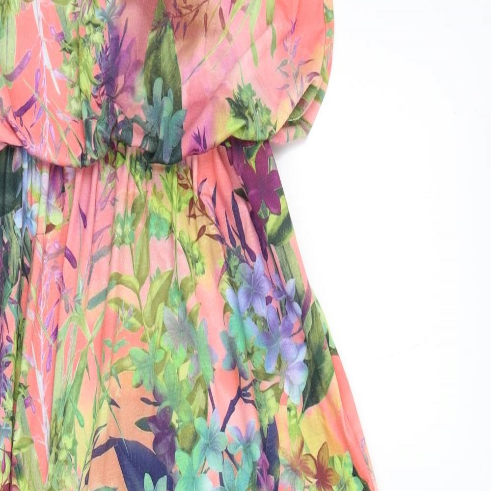 QED London Womens Pink Floral  Fit & Flare  Size 12