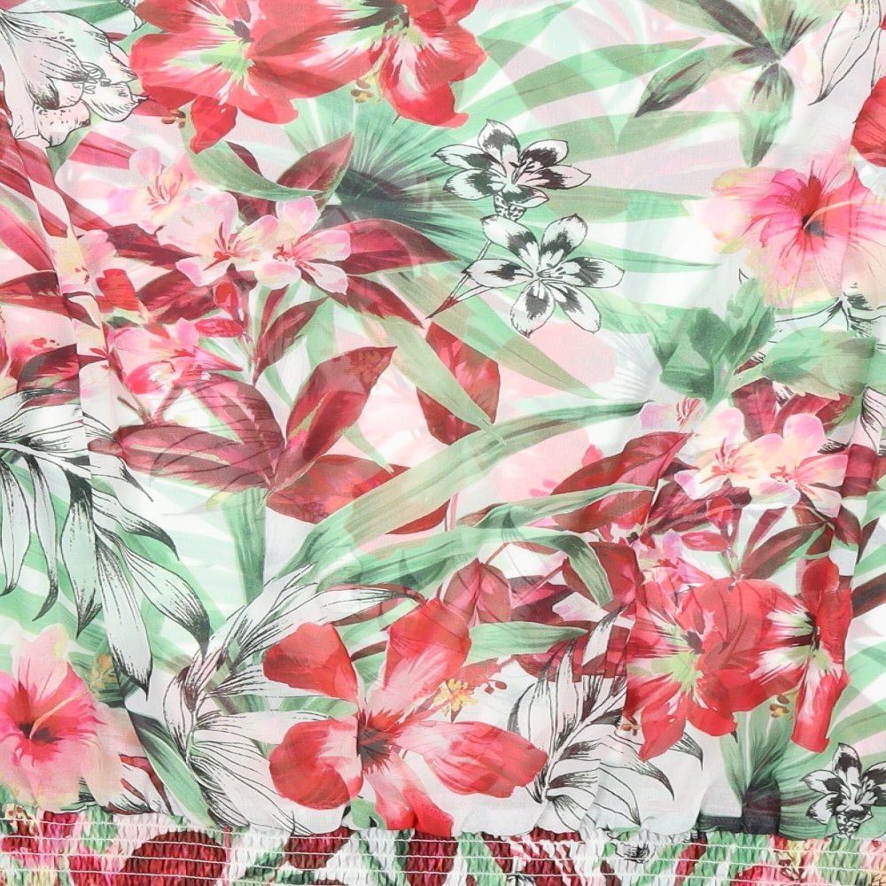 Soon Womens White Floral  Basic T-Shirt Size 16