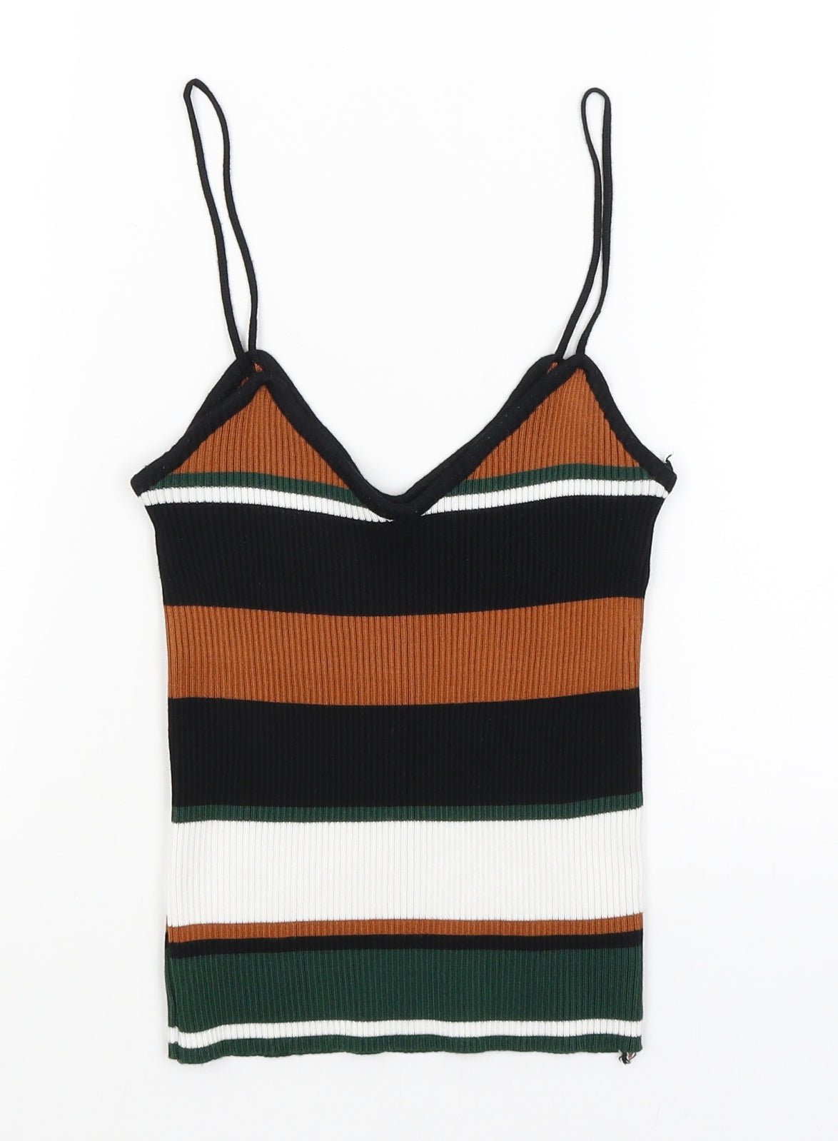 TU Womens Black Striped  Basic Tank Size S