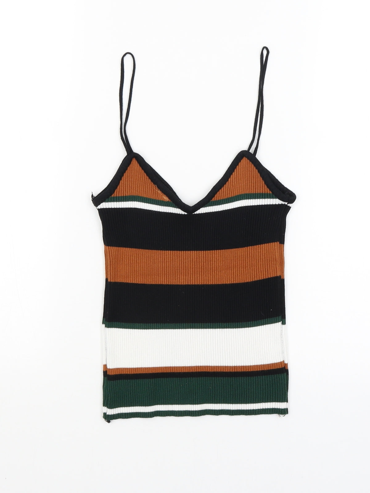 TU Womens Black Striped  Basic Tank Size S