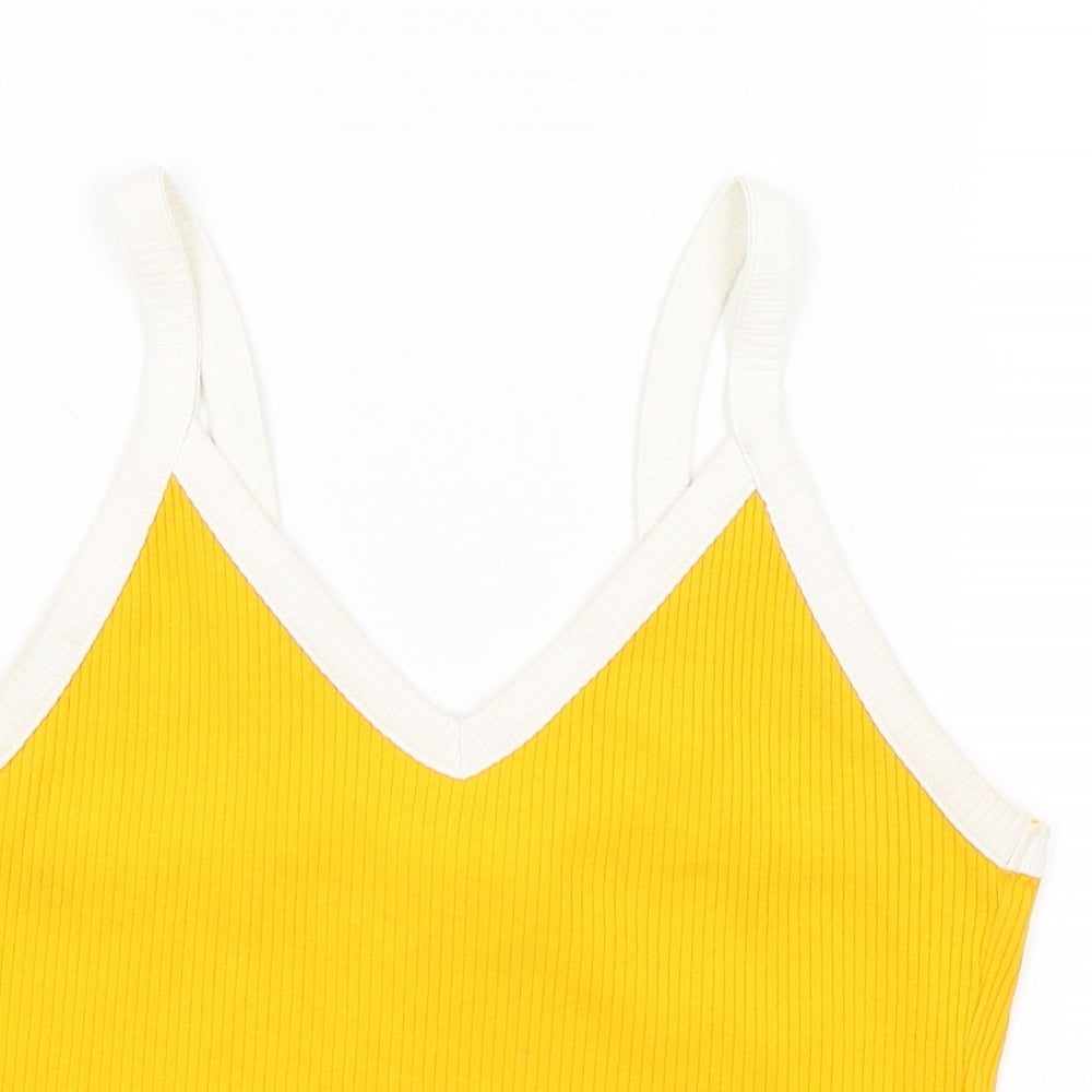 Monki Womens Yellow   Cropped Tank Size S
