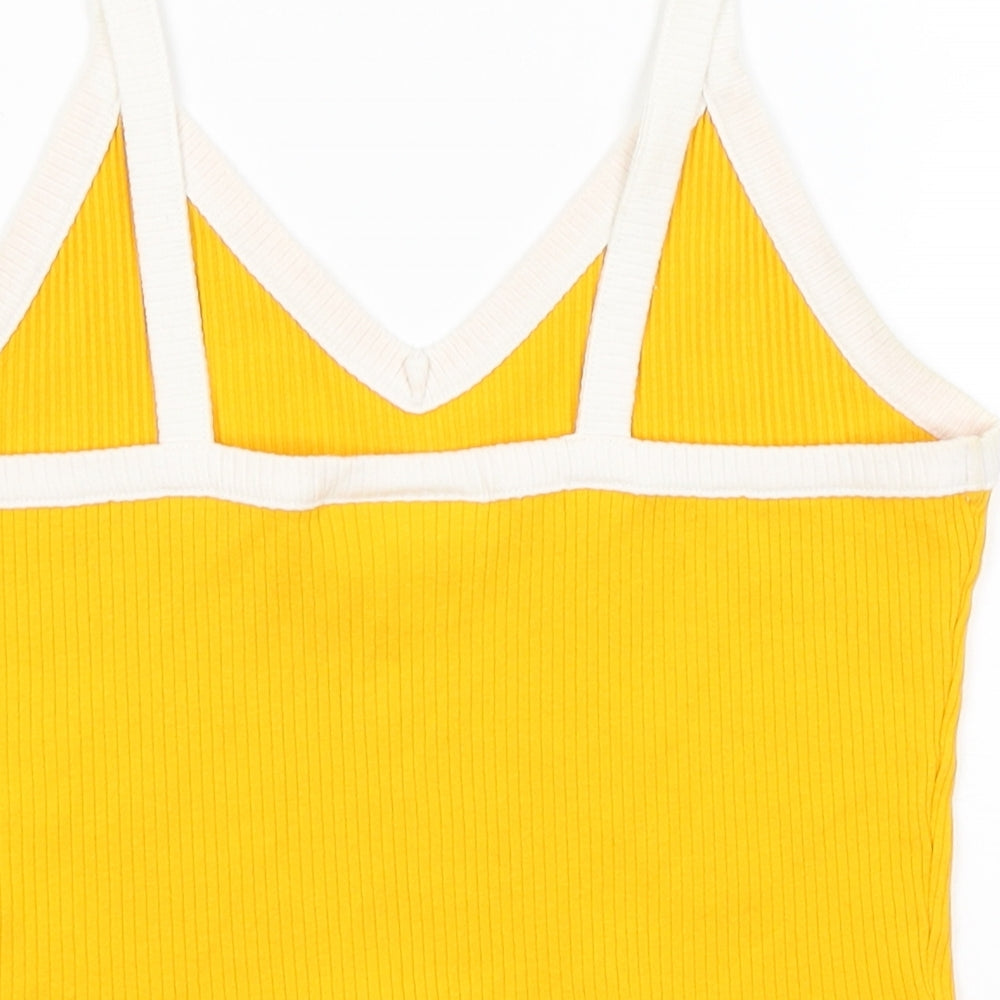 Monki Womens Yellow   Cropped Tank Size S