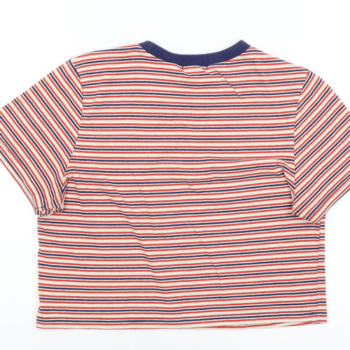 Cooperative Womens White Striped  Cropped T-Shirt Size S