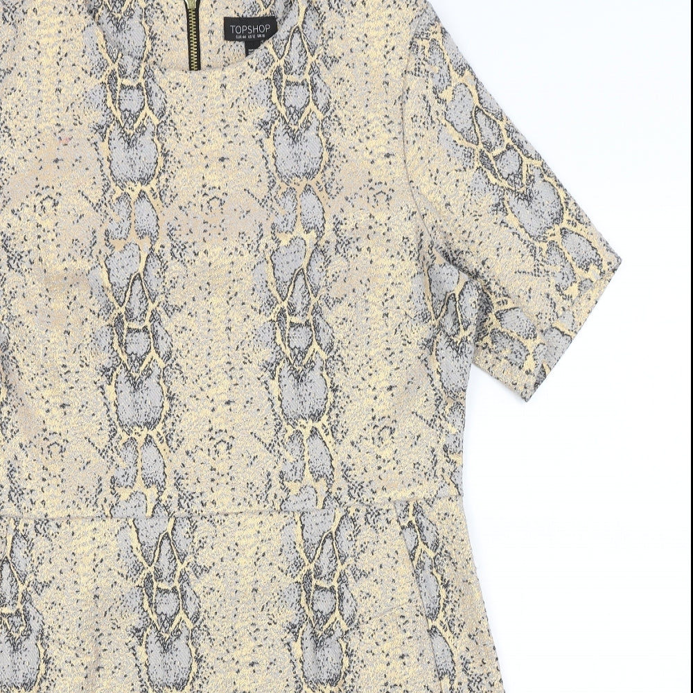 Topshop Womens Beige Animal Print  Bodycon  Size 16