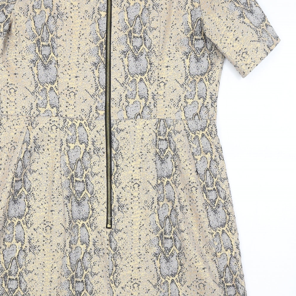 Topshop Womens Beige Animal Print  Bodycon  Size 16