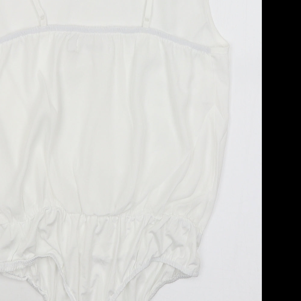 Missguided Womens White   Bodysuit One-Piece Size 16