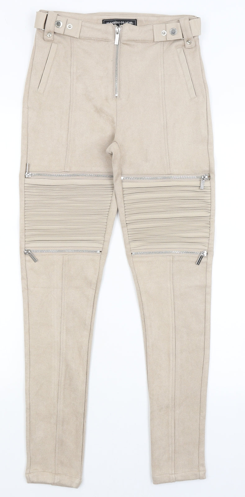 Manier De Voir Womens Beige   Trousers  Size 8 L28 in