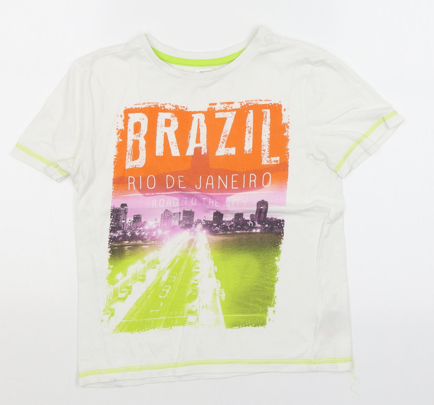 F&F Boys White   Basic T-Shirt Size 7-8 Years  - Brazil